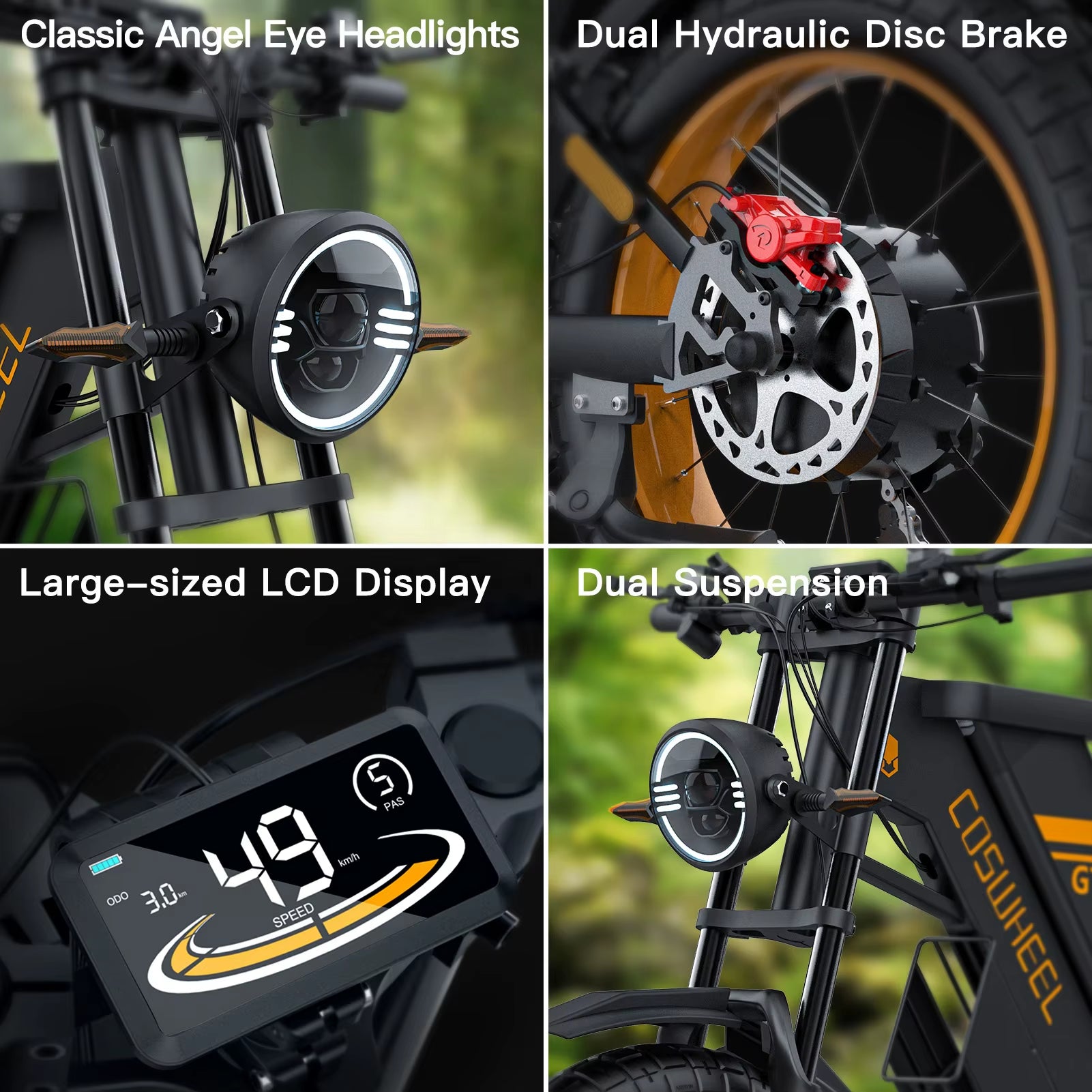 EU UK US Stock New Design Coswheel GT20 Retro E-Bike Electric Road Dirt Bike Fat Tire E Bike Fast Ebike Electric Mountain Bike