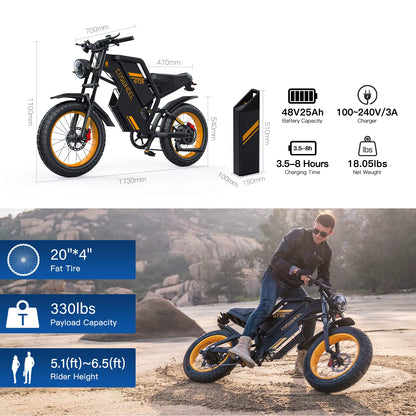 EU UK US Stock New Design Coswheel GT20 Retro E-Bike Electric Road Dirt Bike Fat Tire E Bike Fast Ebike Electric Mountain Bike