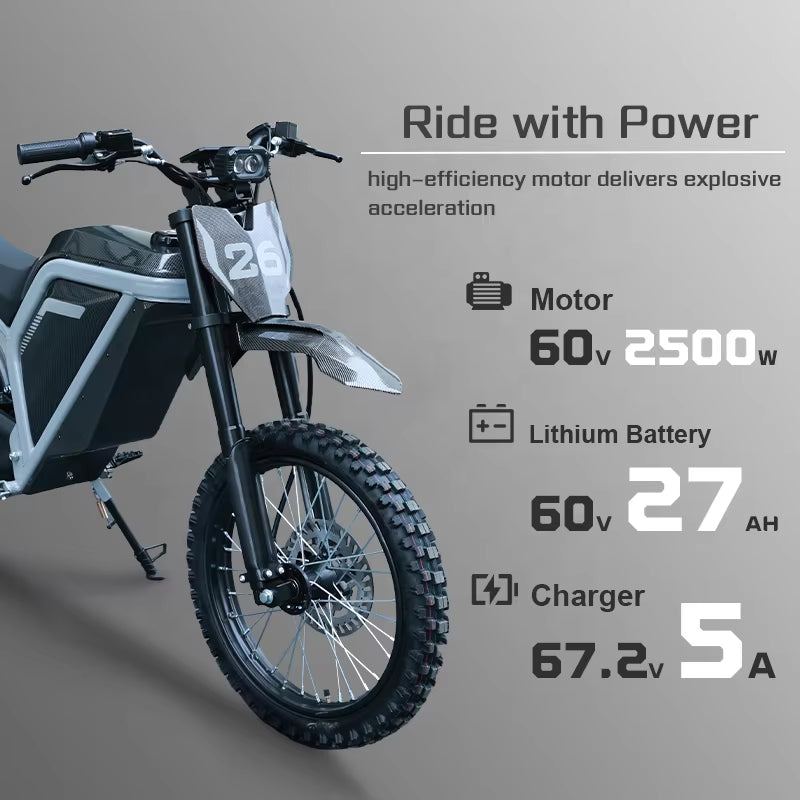 VALTINSU Hot Selling 60V 2500 W Aluminum Alloy Off-Road Electric Dirt Bike All Terrain Ebike Electric Motorcycle
